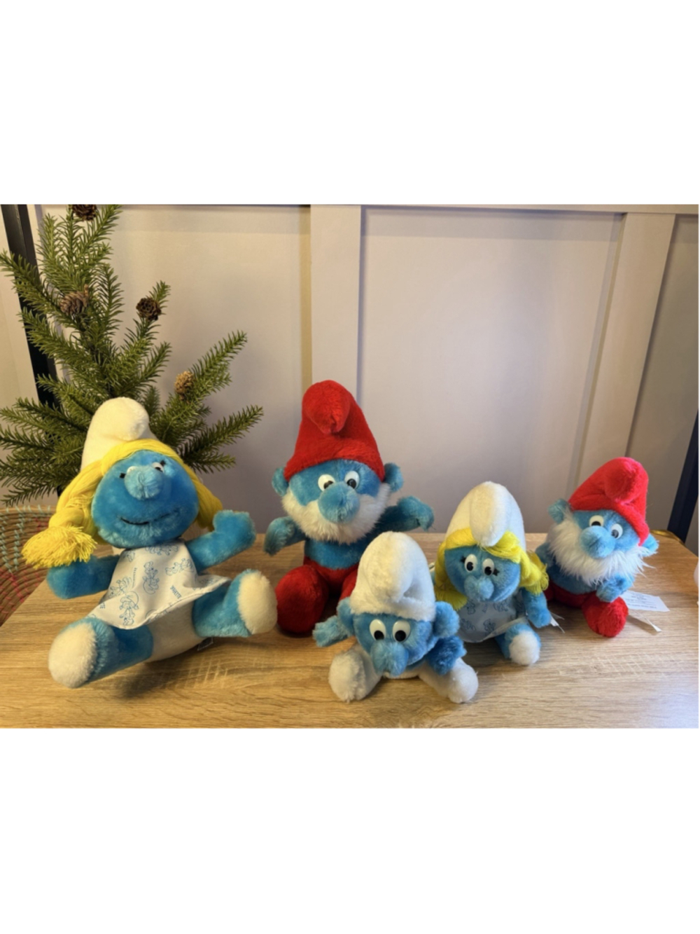 Lot of 5 Vintage Plush Smurf Plush 1979 Papa Smurf 1981 Smurfette + 1979 Smurf